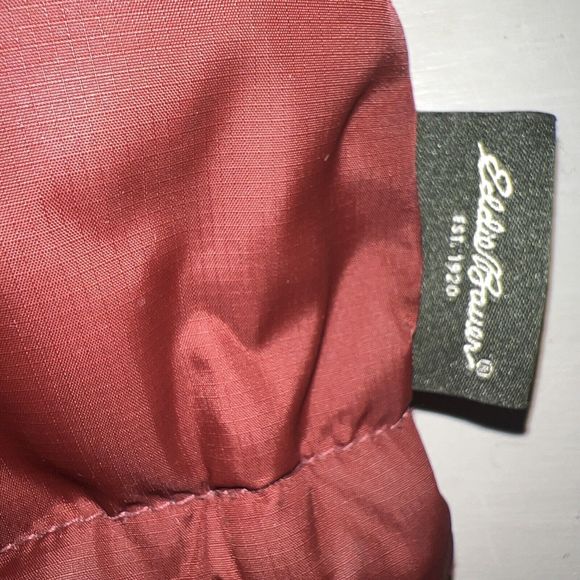 Eddie Bauer Down Puffer Vest Adult Extra Large Red Gray Reversible Goose Mens XL - Picture 13 of 16